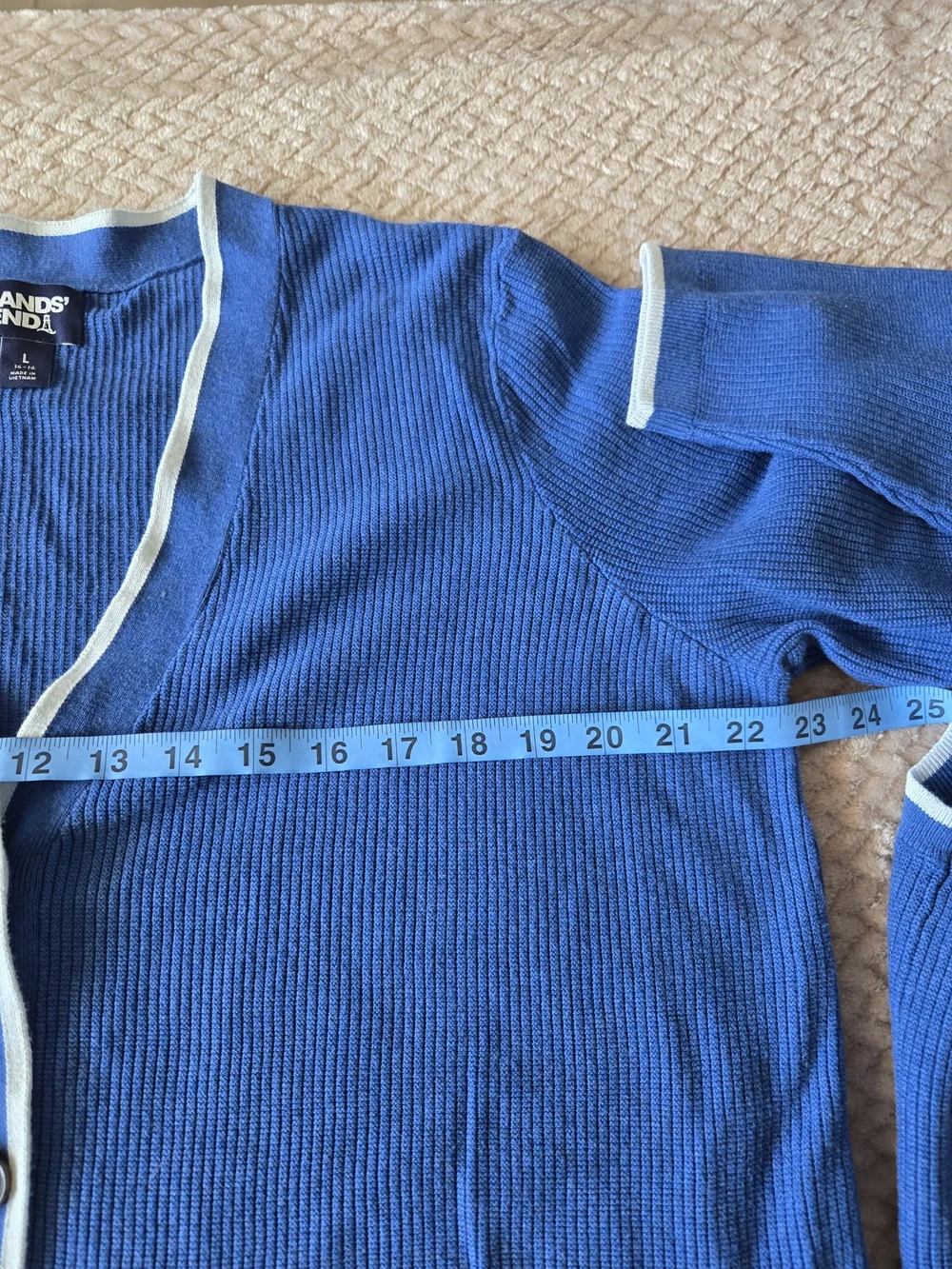 Lands' End Blue Cotton Twin Set Cardigan & Shell | Preppy Coastal Cottagecore L